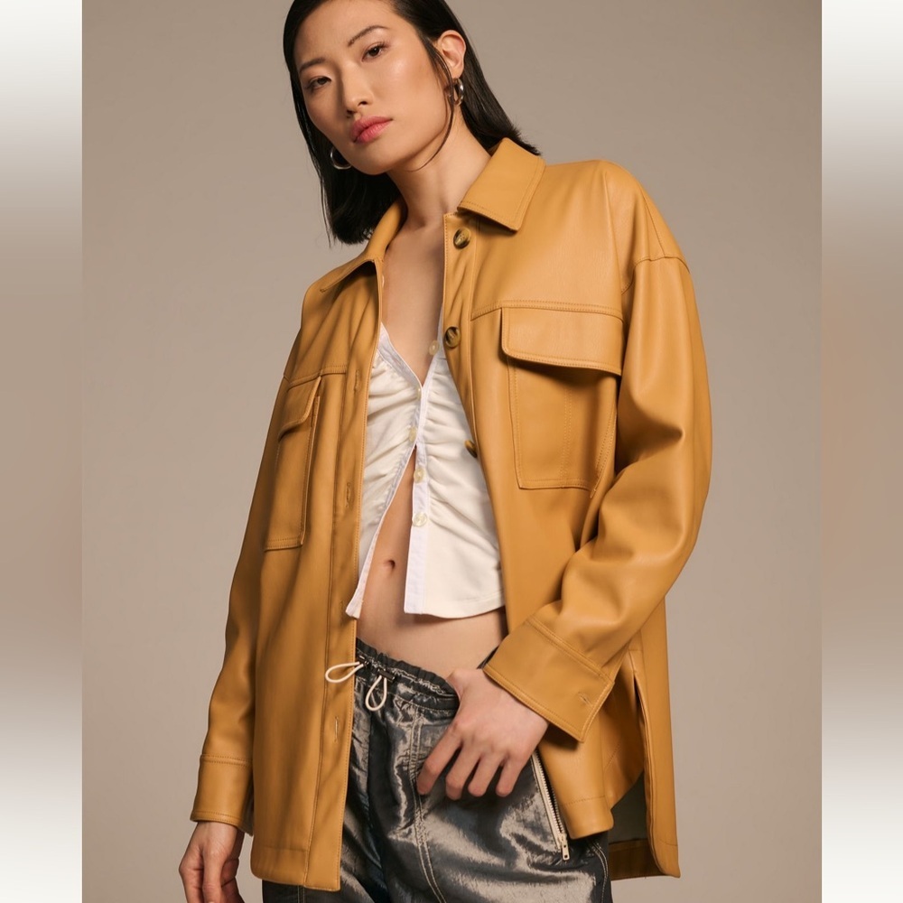 NWT Maeve Faux Leather Shirt Jacket, size XS - Picture 2 of 7